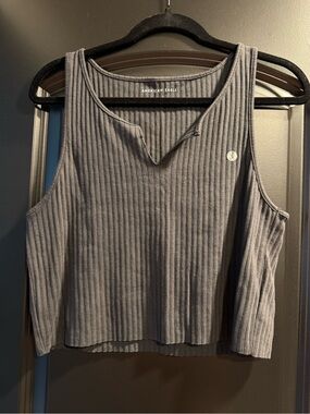 American Eagle Outfitters Charcoal Ribbed Tank Top